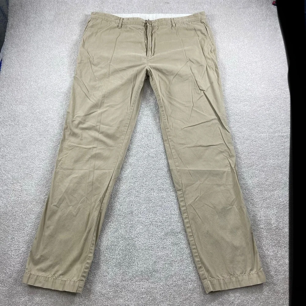 Lacoste Chino Pants Mens 40 Tan Regular Fit Cotton Twill TX1691 Khaki